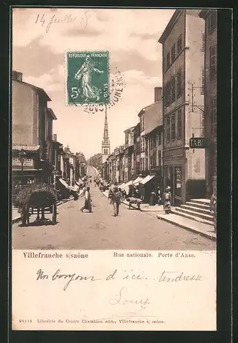 AK Villefranche a/Saône, Rue nationale, Porte d`Anse