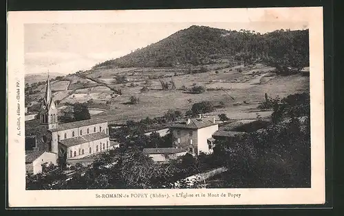 AK St-Romain-de-Popey, L`Église et le Mont de Popey
