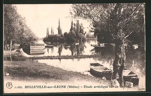 AK Belleville-sur-Saône, Etude artistique sur la Saône