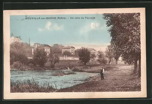 AK Neuville-sur-Saone, Un coin du Paysage