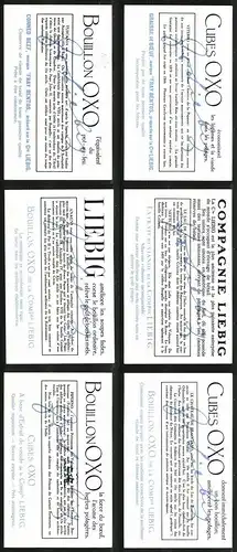 6 Sammelbilder Liebig, Serie Nr.: 1184, Trésors Architecturaux du Latium, Burg, Kathedrale, Kirche, Schloss
