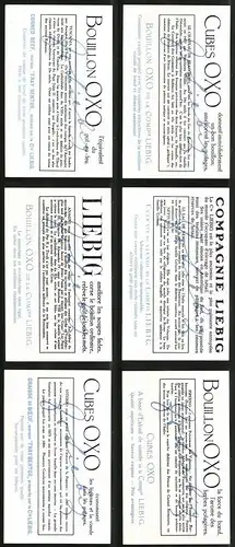 6 Sammelbilder Liebig, Serie Nr.: 1184, Trésors Architecturaux du Latium, Kirche, Burg, Kathedrale, Schloss, Brunnen