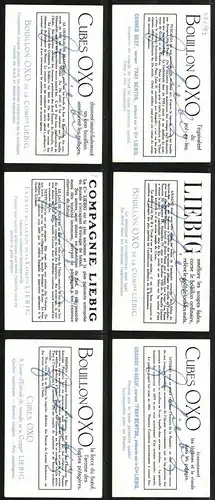 6 Sammelbilder Liebig, Serie Nr.: 1184, Trésors Architecturaux du Latium, Brunnen, Schloss, Kirche, Burg, Kathedrale