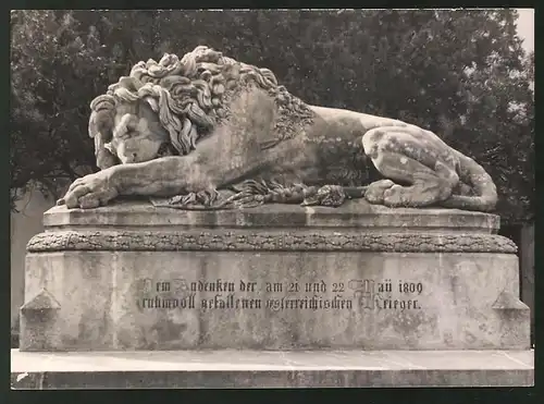Fotografie Ansicht Wien-Aspern, Denkmal Der Löwe von Aspern