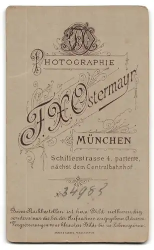 Fotografie F. X. Ostermayr, München, Hübsches Fräulein mit Puffärmeln