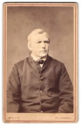 Fotografie B. Ollig, St. Ingbert, Portrait eines älteren Herren mit weissem Scheitel