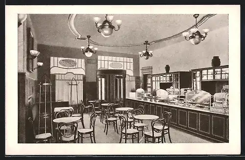 AK Dresden-A., Konditorei-Cafe Schmorl, Amalienstr. 8, Verkaufsraum, Innenansicht