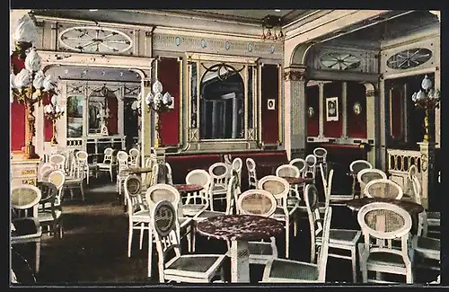 AK Dresden, Café de Paris, Seestrasse 7, Innenansicht