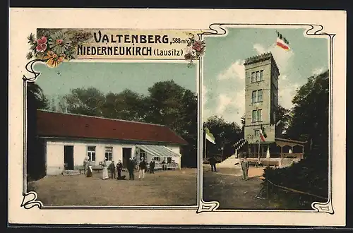 AK Niederneukirch (Lausitz), zwei Ansichten vom Valtenberg