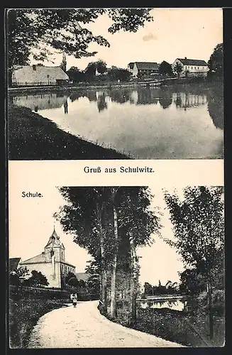 AK Dresden-Schullwitz, Schule und Uferpartie