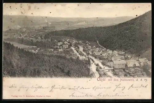 AK Oker, Blick ins Tal mit Hüttenwerk und Wald