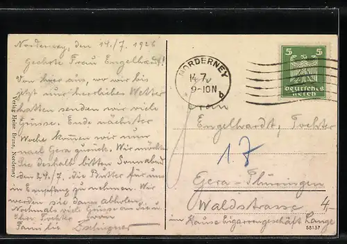 AK Norderney, Strand bei Sturm