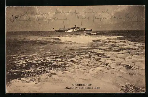 AK Norderney, Dampfschiff Najade auf hoher See