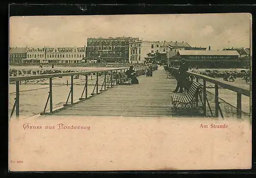 AK Norderney, Blick auf Strandpartie vom Steg