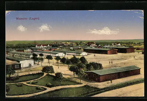 AK Munster-Lager, Ortsansicht aus der Vogelschau mit Parkanlage