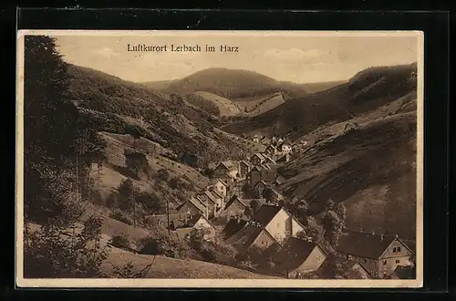 AK Lerbach im Harz, Ortsansicht mit Bergen