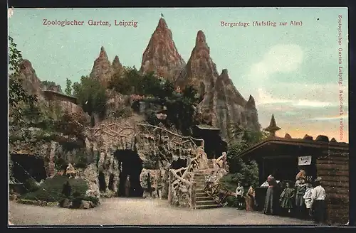 AK Leipzig, Zoologischer Garten, Berganlagen, Aufstieg zur Alm