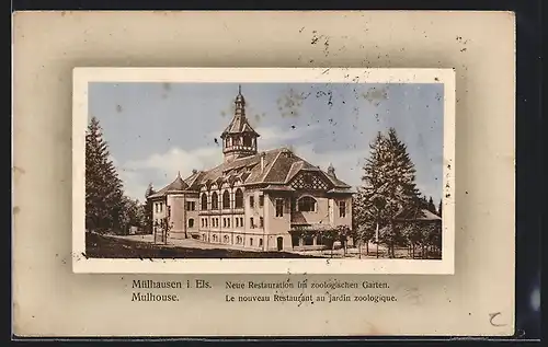 AK Mülhausen i. Els., Neues Restaurant im zoologischen Garten