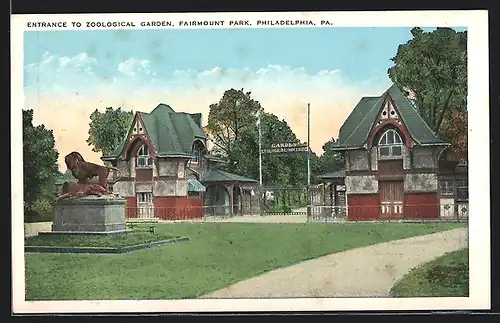 AK Philadelphia, Pa., Entrance to Zoological Garden, Fairmount Park