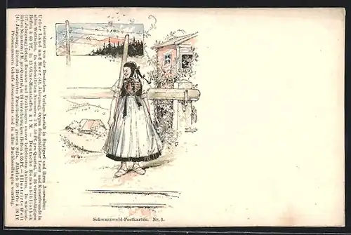 Künstler-AK Fritz Reiss: Schwarzwälderin in Tracht