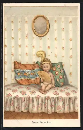 Künstler-AK Susan Beatrice Pearse: Kind mit goldenem Fächer