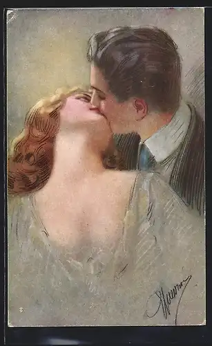 Künstler-AK G. Guerzoni: Liebespaar küsst sicht