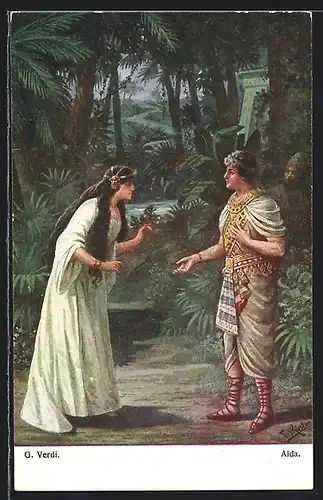 Künstler-AK Fr. Rösler: Szene aus der Oper Aida von Giuseppe Verdi