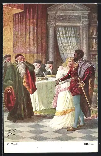 Künstler-AK Fr. Rösler: Szene aus der Oper Othello von Verdi