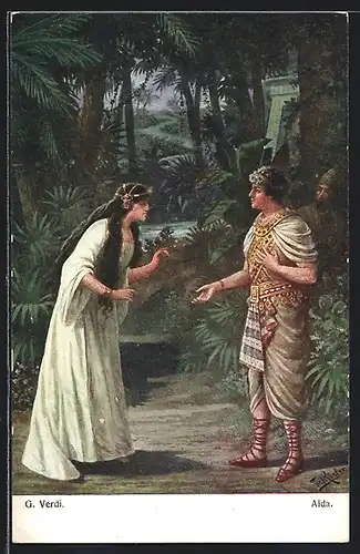 Künstler-AK Fr. Rösler: G. Verdi, Szene aus Aida