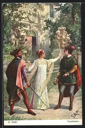 Künstler-AK Fr. Rösler: Szene aus dem Troubadour von Giuseppe Verdi