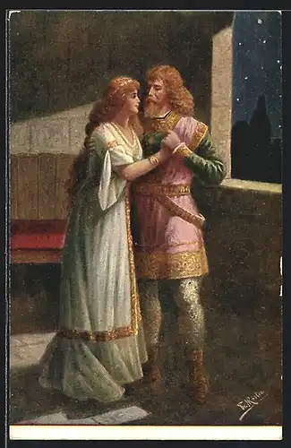 Künstler-AK Fr. Rösler: R. Wagner, Szene aus Lohengrin