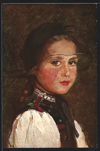 Künstler-AK Wilhelm Hasemann: Gutach, Kleine Gutacherin in Tracht