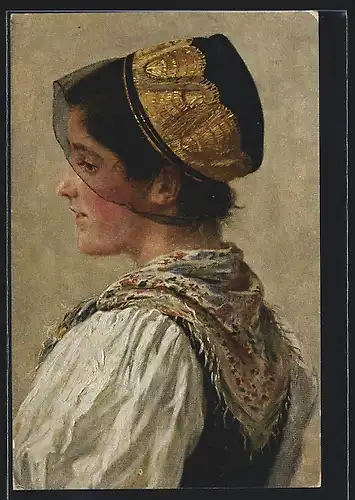 AK Schöne Dame in Schwarzwälder Tracht