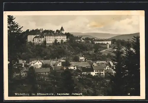 AK Winterberg i. B. / Vimperk, Schloss mit Ortsansicht