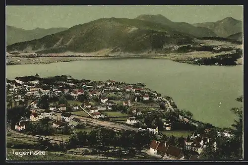 AK Tegernsee, Gesamtansicht mit See aus der Vogelschau