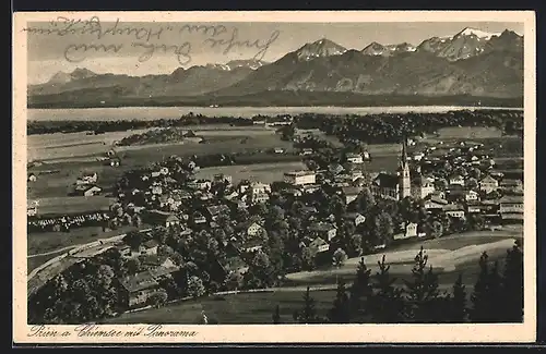 AK Prien a. Chiemsee, Panorama mit Berlin und Wohnhäusern