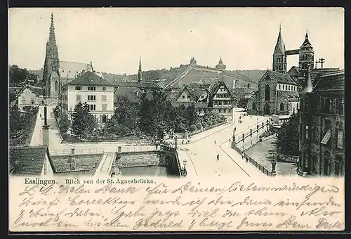 AK Esslingen, Blick von der St. Agnesbrücke