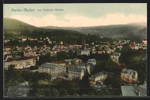 AK Baden-Baden, Ortsansicht vom Schloss Solms