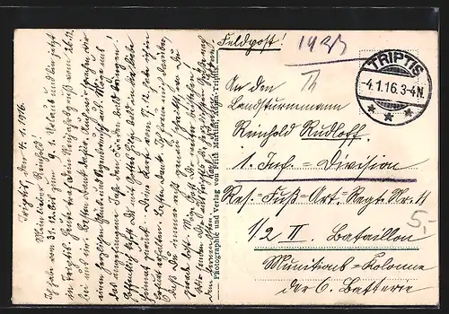 AK Triptis, Ortsansicht mit Stadteich und Ruderboot