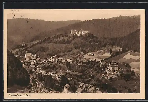 AK Leutenberg, Blick über die Ortschaft mit Kurhaus und Schloss