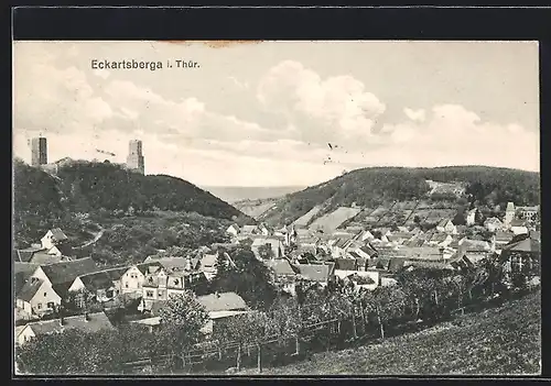 AK Eckartsberga i. Thür., Ortsansicht mit Burg