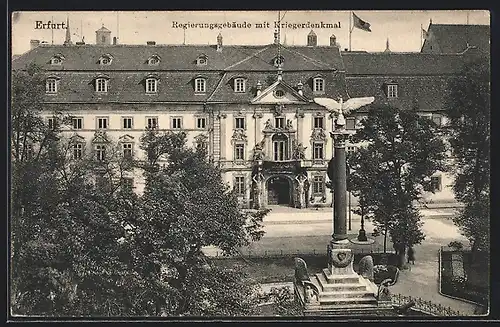 AK Erfurt, Regierungsgebäude mit Kriegerdenkmal