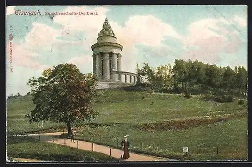 Künstler-AK Eisenach, Burschenschaftsdenkmal im Sonnenschein