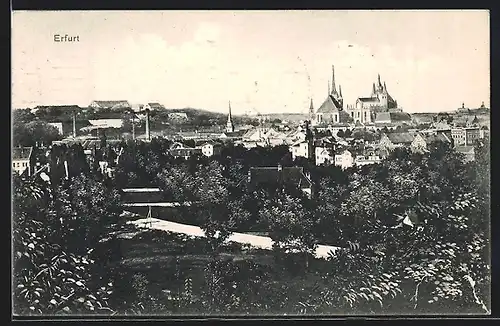 AK Erfurt, Ortsansicht vom Stadtpark aus