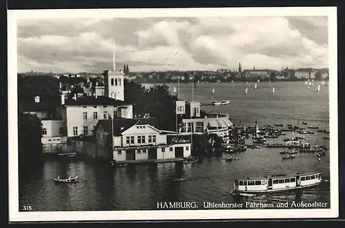 AK Hamburg, Uhlenhorster Fährhaus und Aussenalster mit Booten