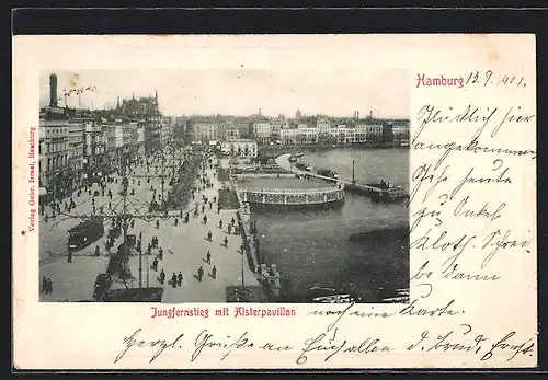 AK Hamburg-Neustadt, Jungfernstieg mit Alsterpavillon