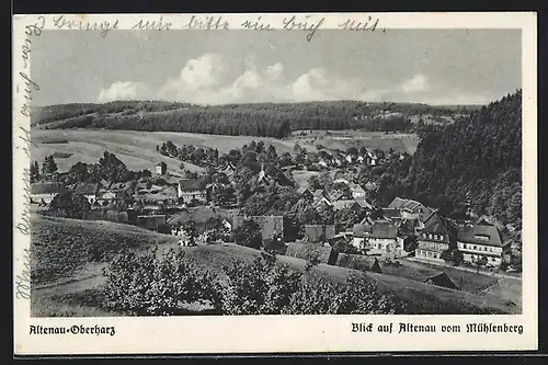 AK Altenau /Oberharz, Ortsansicht vom Mühlberg aus