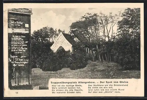 AK Altengrabow, Truppenübungsplatz, Kapelle, Text Der Spuk von Gloine