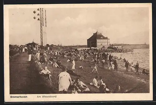 AK Bremerhaven, Strandpartie an der Weser