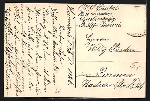 AK Bremerhaven, Strandpartie an der Weser